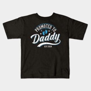 Dad Est 2024 Soon To Be Dad Promoted To Daddy Fathers Day Kids T-Shirt